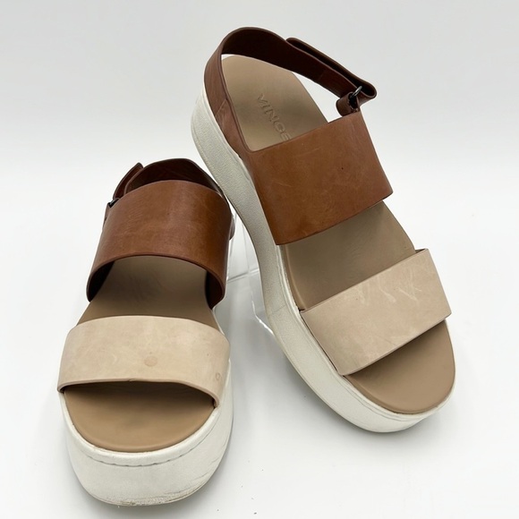 VINCE WOMEN’S WESTPORT PLATFORM COLOR BLOCK LEATHER  SANDAL SZ 6 - Picture 2 of 12